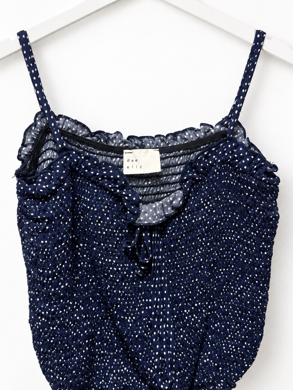Dee Elly navy polka-dot ruched cami